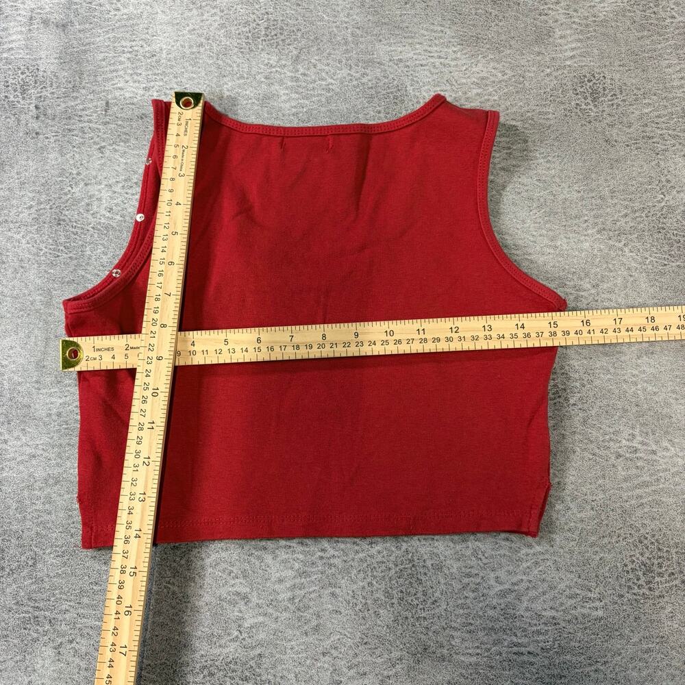 Y2k Red Rhinestone Crop Tank Top - Picture 4 of 4